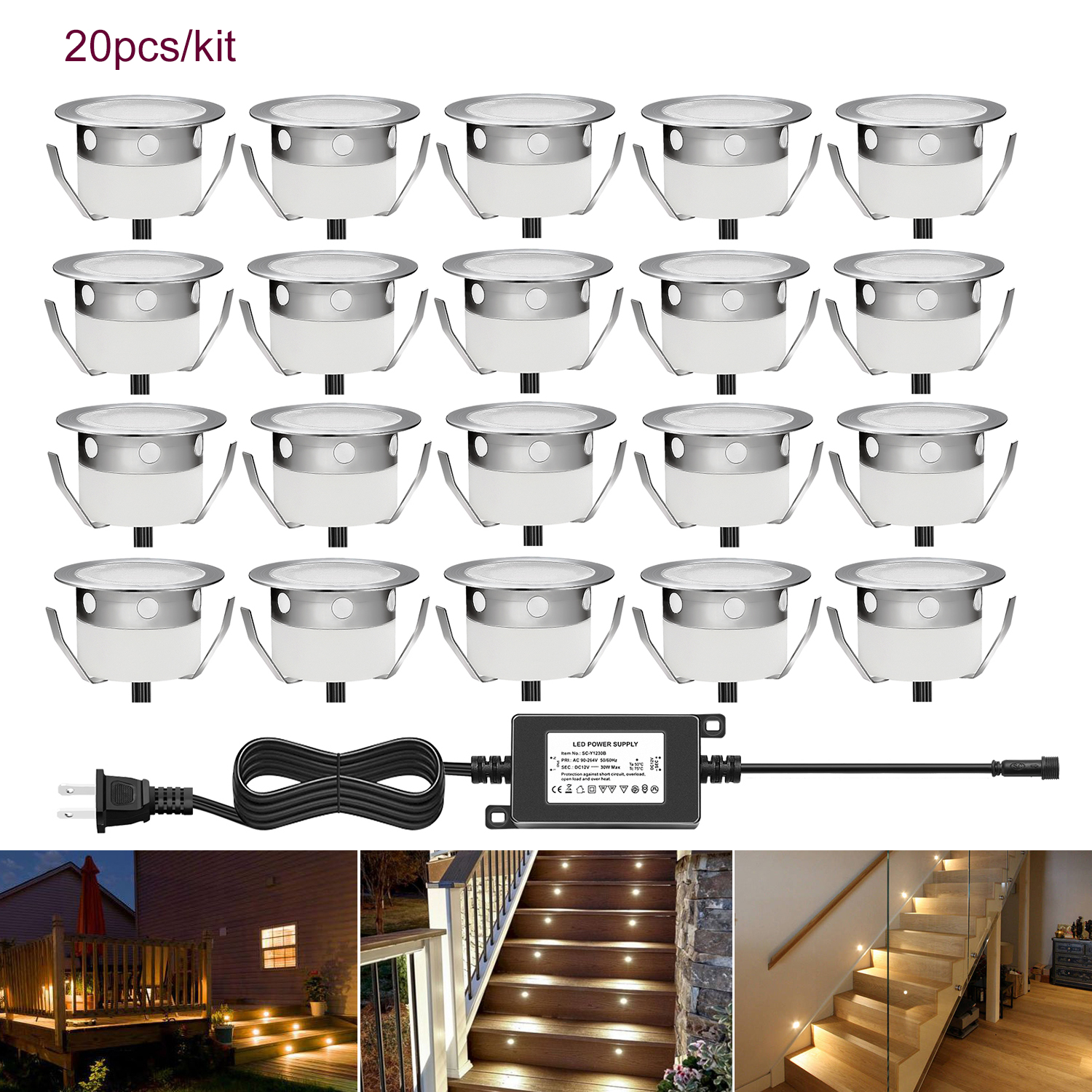 Deck Step Light - QACA Kit lampu dek tersembunyi voltase