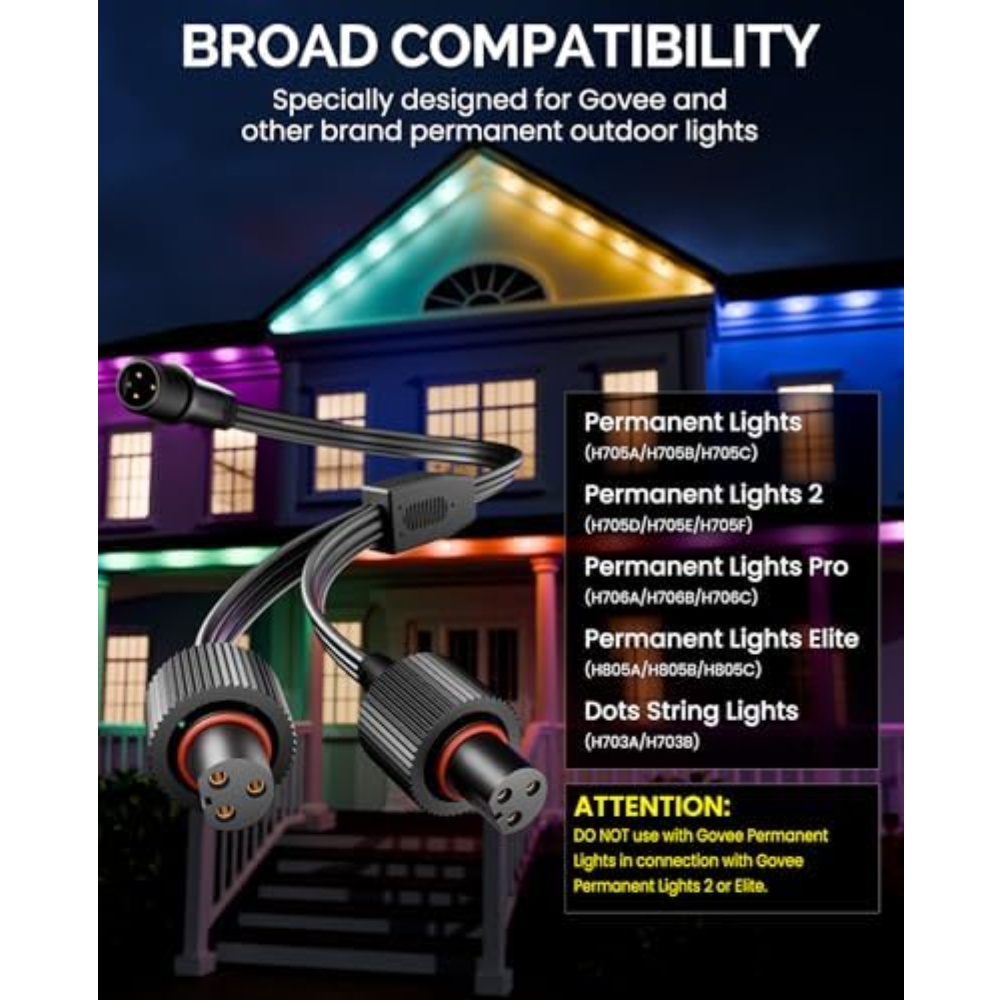Outdoor Lighting Extension Cord - Kabel Pemisah Daya Berbentuk Y Tahan