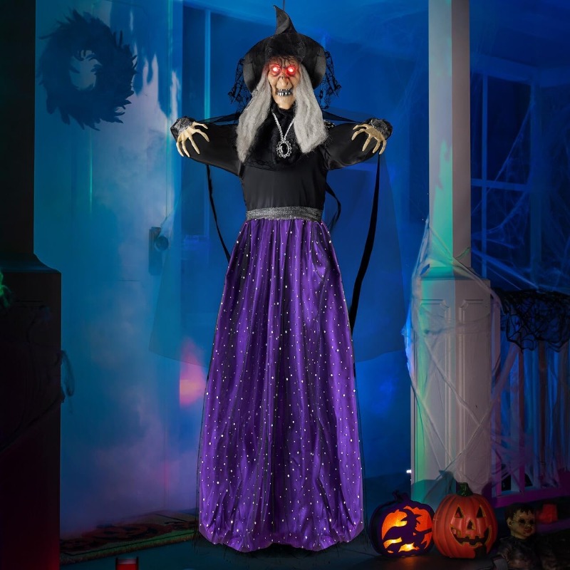 Outdoor Lighting Effects - Dekorasi Halloween Animatronik Penyihir Animasi 47'',