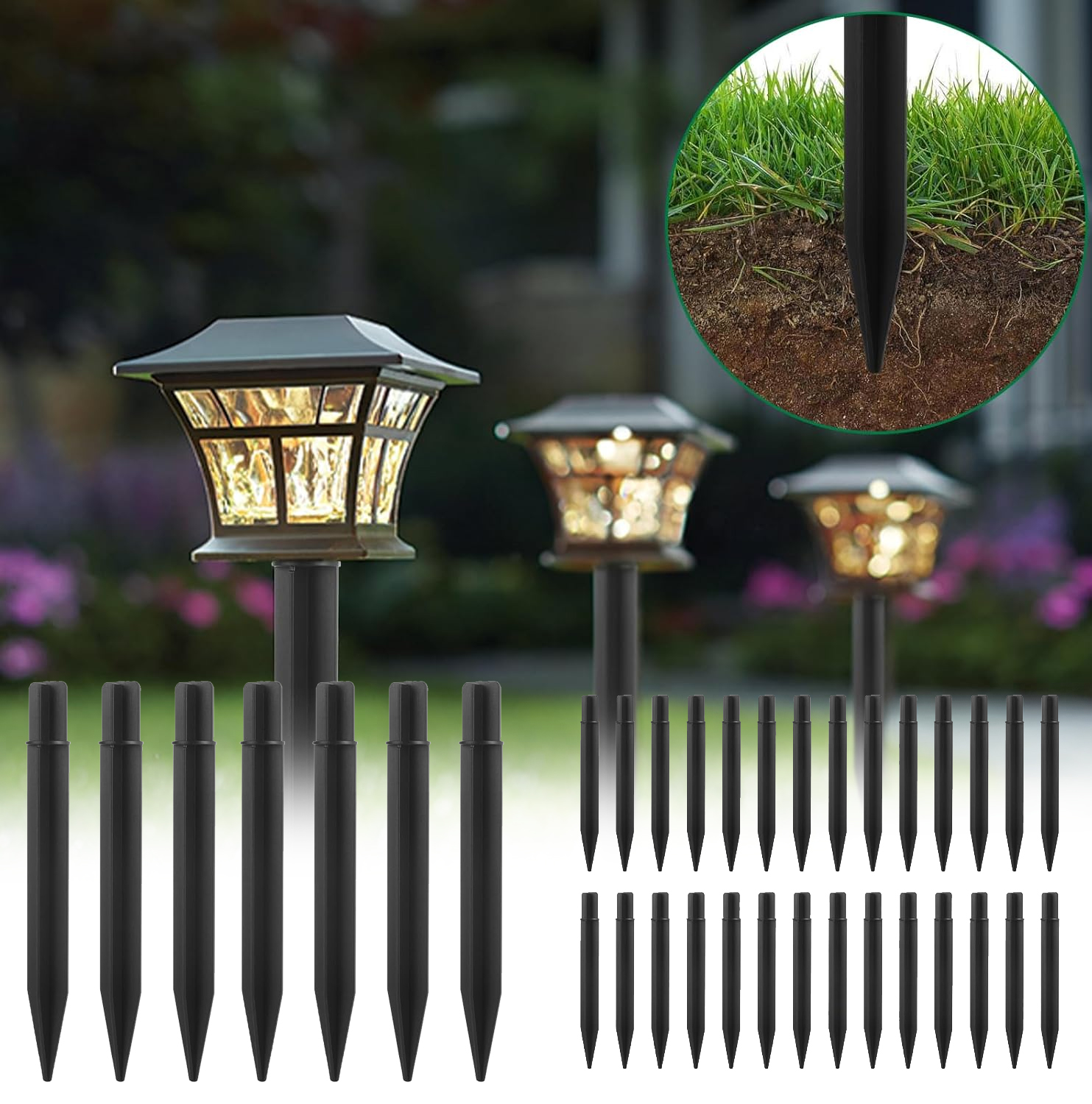 Outdoor Lighting Ground Fixtures - 1-32 Buah Lampu Taman Tenaga Surya