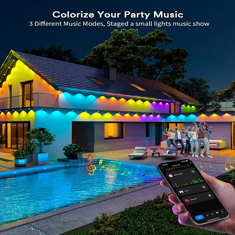 Lampu atap RGBIC cerdas, lampu - Outdoor Lighting Under Eaves ulasan dan harga
