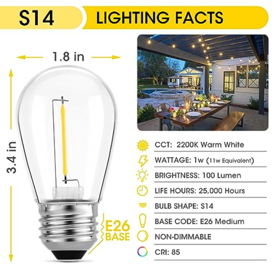 36 Paket Lampu LED S14 untuk L - Outdoor Lighting For Patio ulasan dan harga