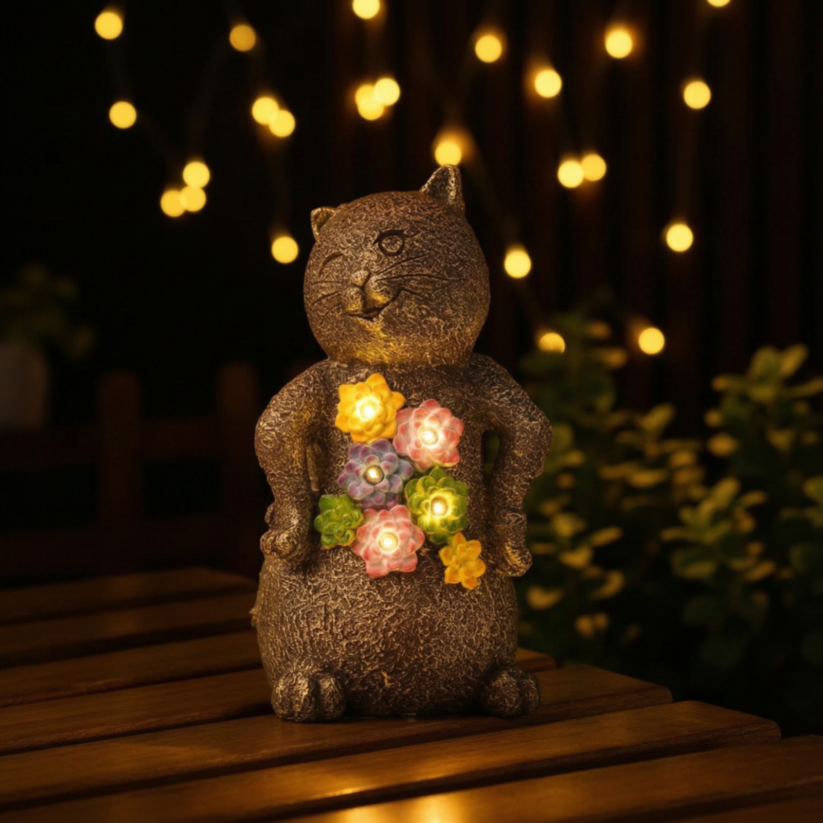 Patung Kucing dengan Lampu Ten - Outdoor Lighting For Patio ulasan dan harga