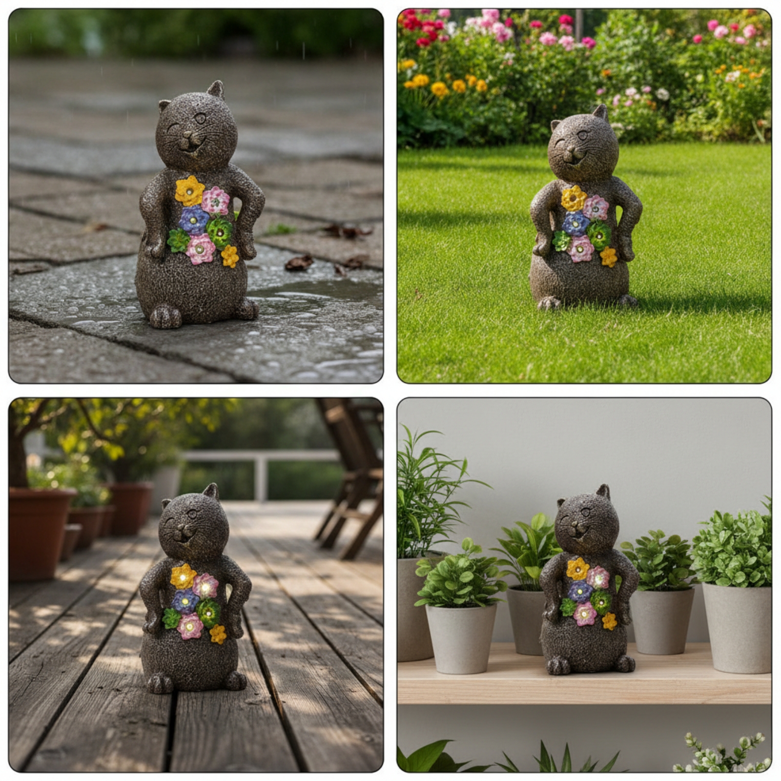 Patung Kucing dengan Lampu Ten - Outdoor Lighting For Patio ulasan dan harga