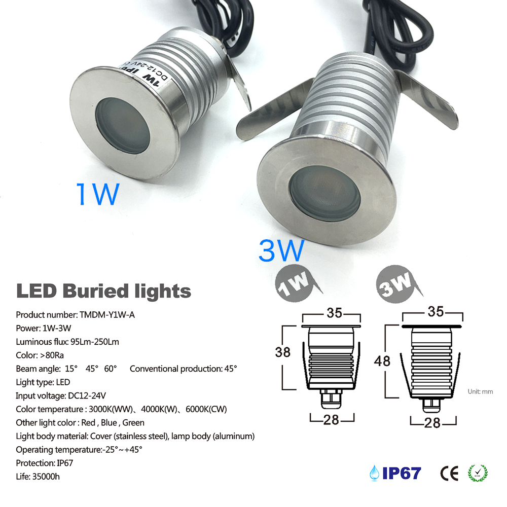 IP67 Tahan Air 1W LED Lampu Ba - Ground Light Recessed ulasan dan harga