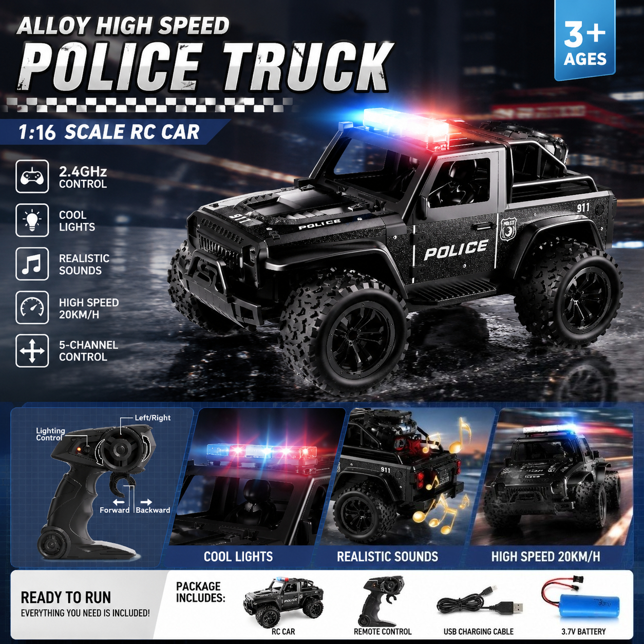 Mobil Remote Control 2.4G 1:16 - Outdoor Lighting Under Eaves ulasan dan harga